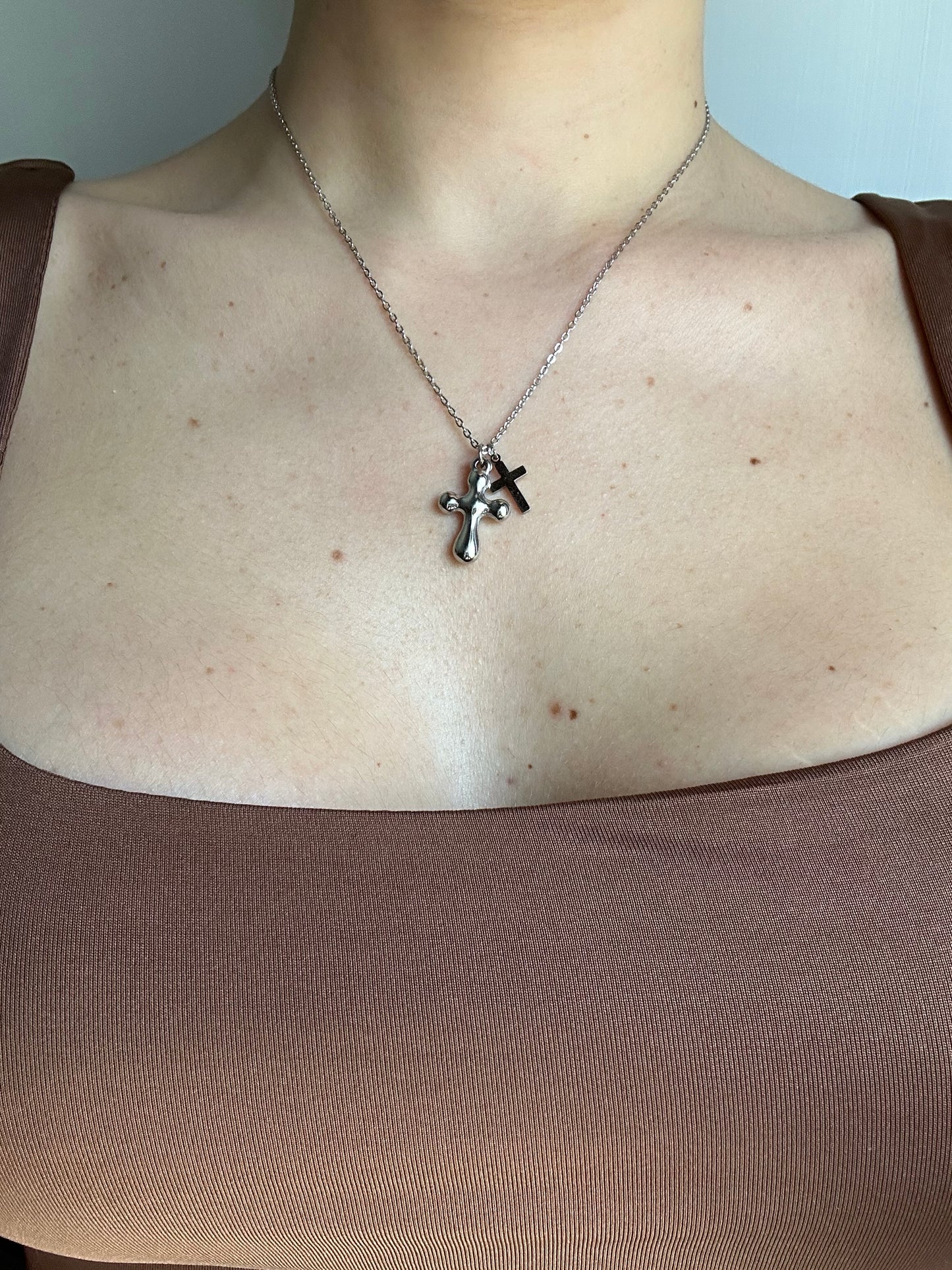 Collana Double Cross Argento