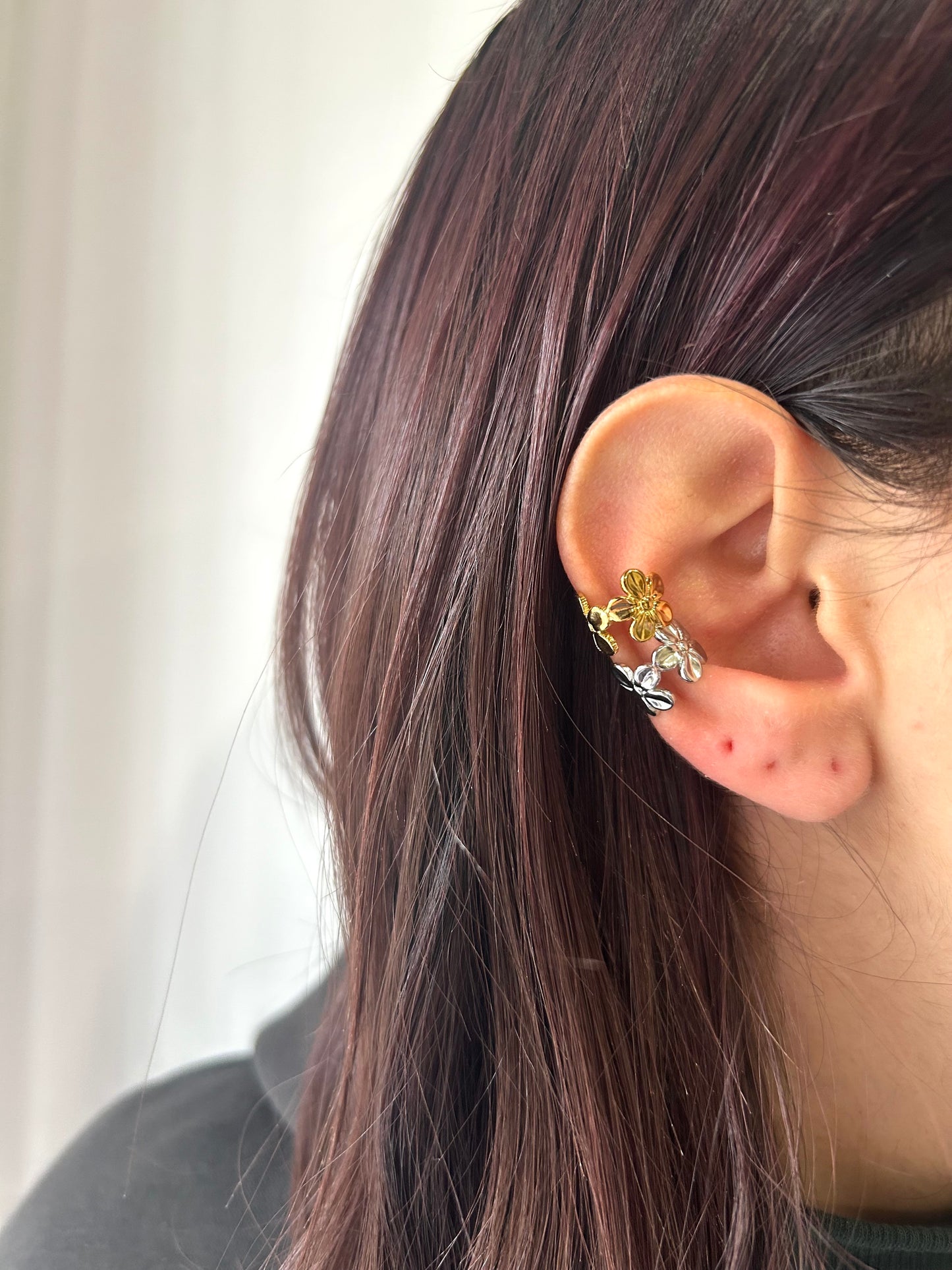 Earcuff Flower Argento