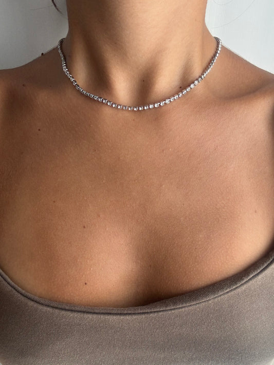 Collana Tennis Argento